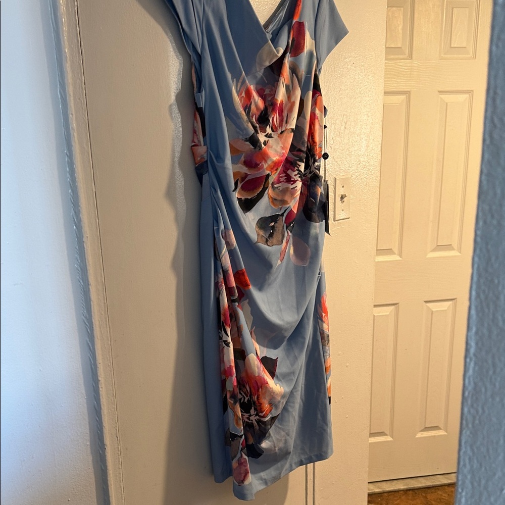 Adrianna Papell Blue Floral Dress - Picture 3 of 8